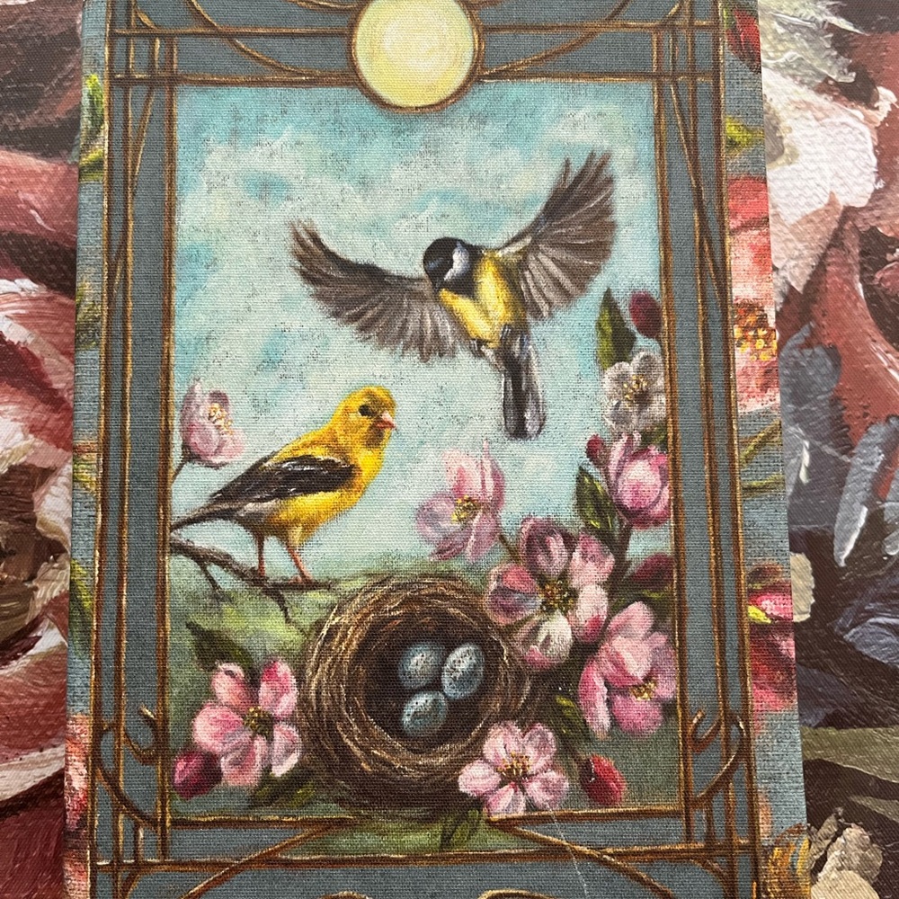 Two Art Nouveau-Inspired Storage/Boxes with Goldfinches & Dragonflies